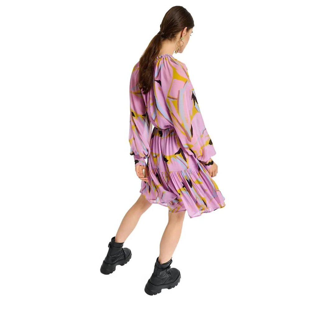 NWT Essentiel Antwerp lilac chiffon Chives print dress - Picture 6 of 10